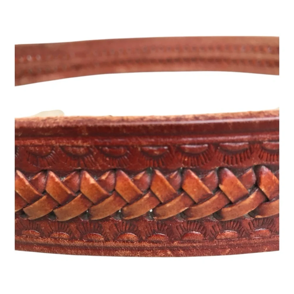 United States Of America. Brass Buckle on Leather Weaved Braided Belt. Size 40.